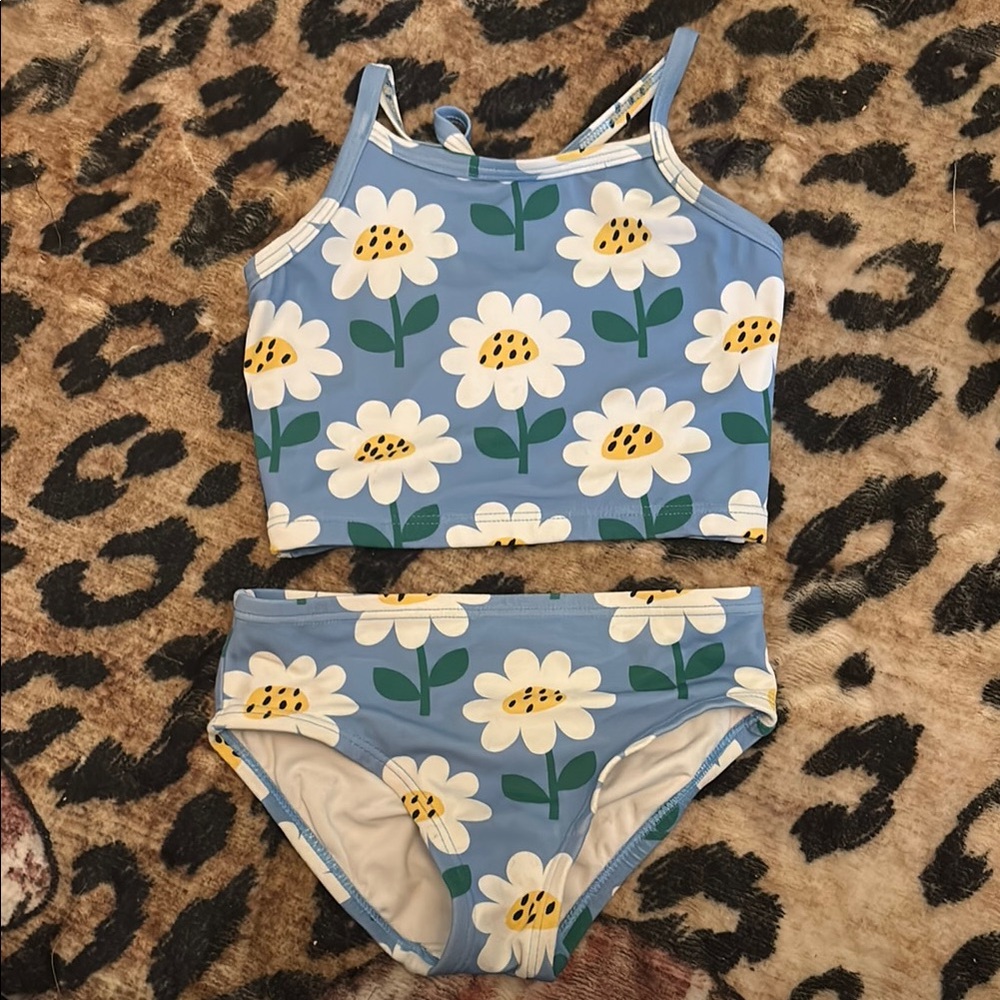 Hanna Andersson Blue and White Bikini Set with Daisy Print
